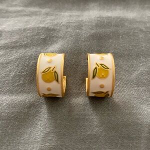 Madewell Enamel Lemon Huggie Hoop Earrings